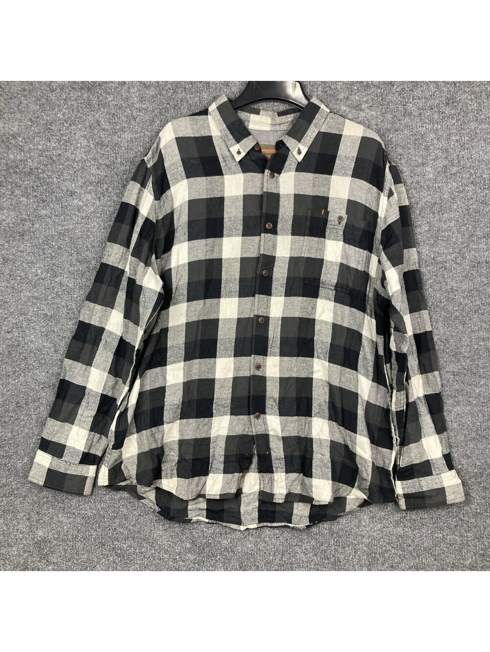 Northwest Territory Mens XL Black White Plaid Flannel Button L/S Pockets Shirt